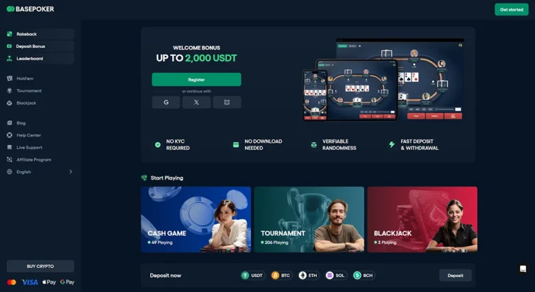 BasePoker Screenshot Home Page