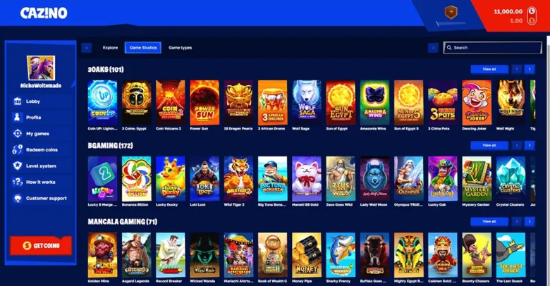 Cazino.com Screenshot Games Page
