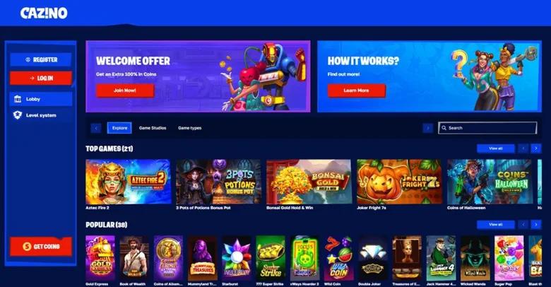 Cazino.com Screenshot Home Page