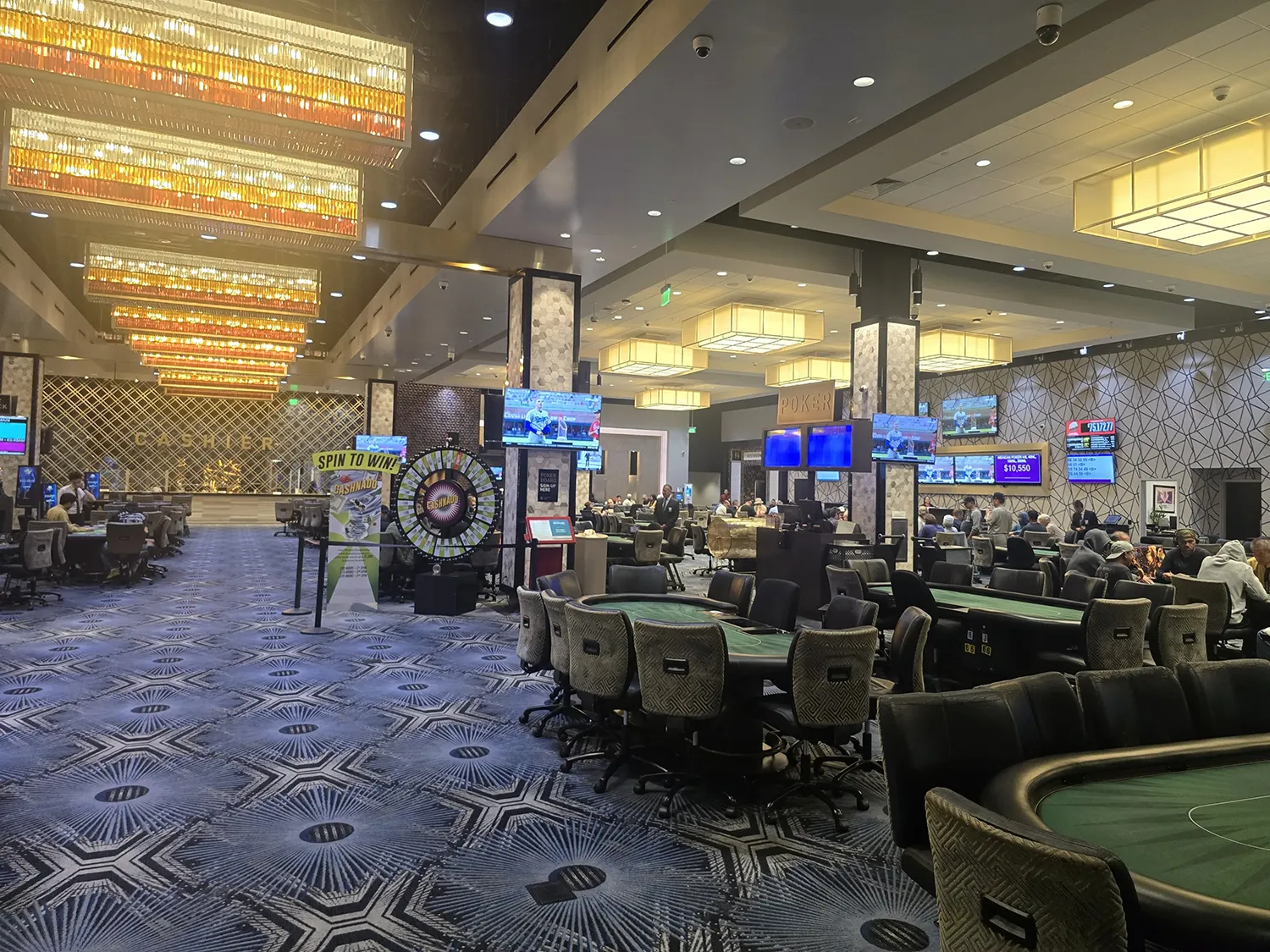 Poker tables in one of the venues in California.