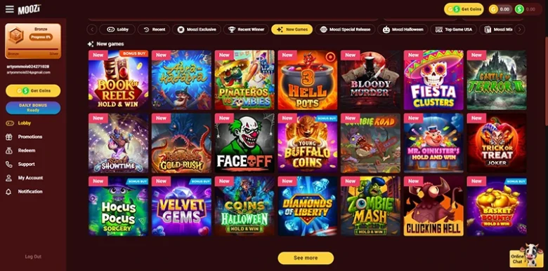 Moozi Casino Games Page