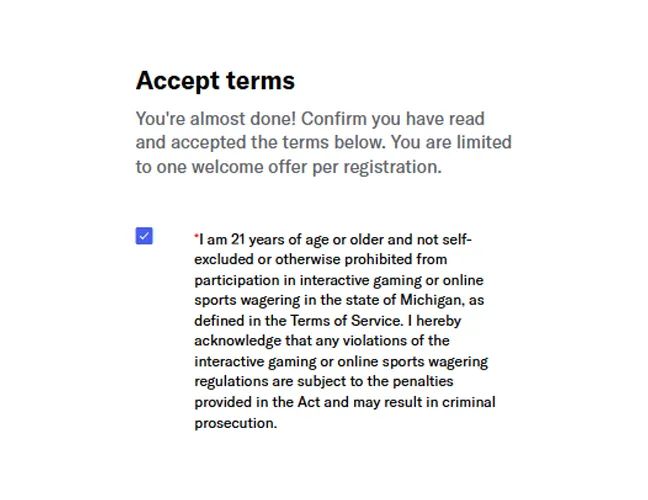 Confirm your age and accept terms.