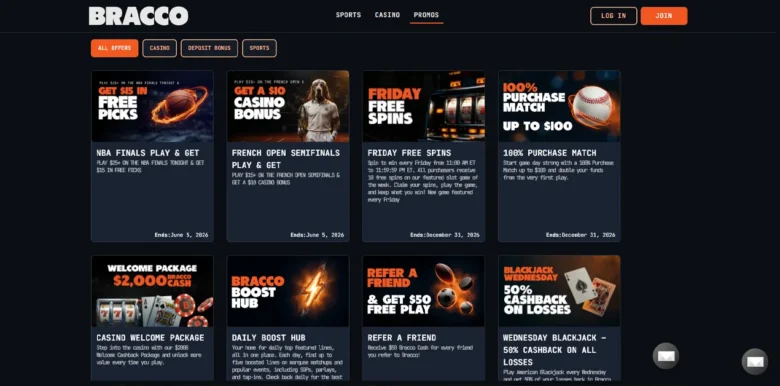 Bracco Casino promotions page
