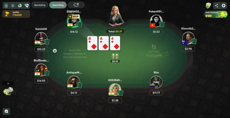 BC Poker Screenshot Poker Room Page