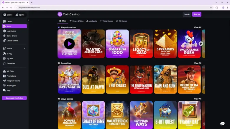 CoinCasino Games Page