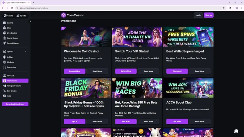CoinCasino Promotions Page