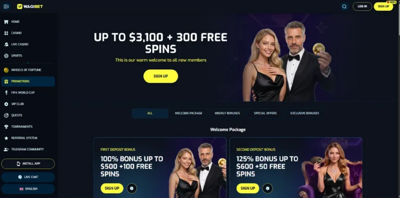 Wagibet casino promotions page