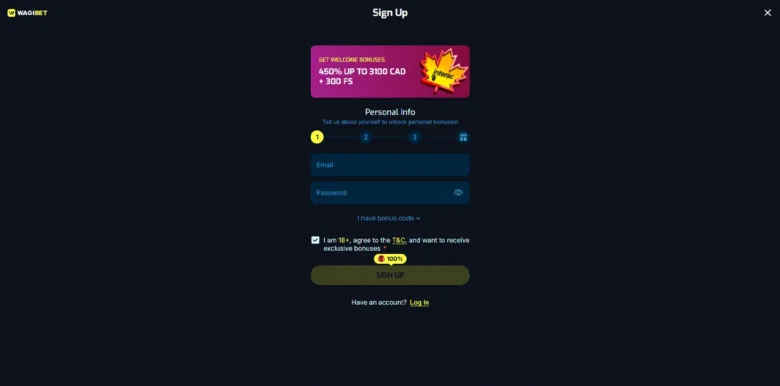 Wagibet casino sign up