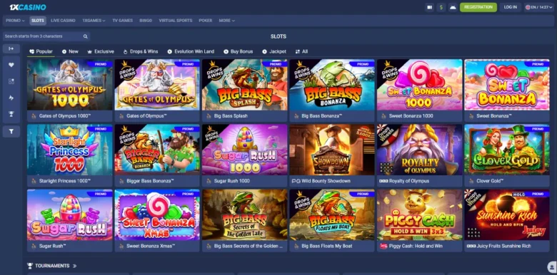 1xCasino slots section