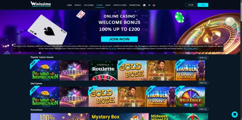 Winissimo Casino main webpage