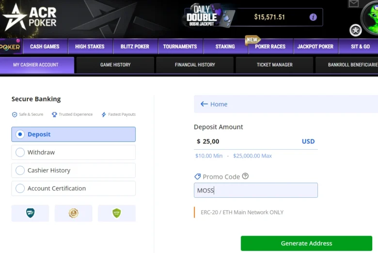 ACR Poker MOSS Reload Bonus