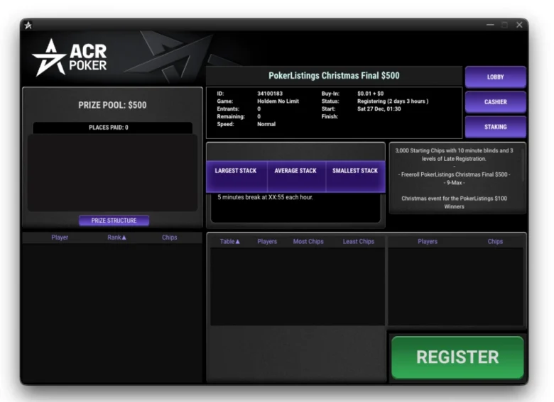 PokerListings Freerolls Passwords: ACR Poker PokerListings Christmas Final