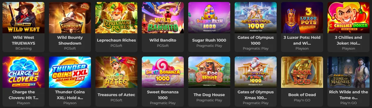 Betunlim Casino Games selection