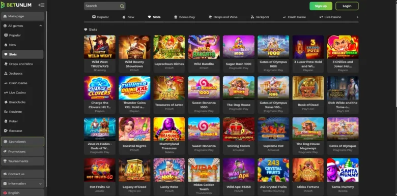 Betunlim Casino Slots games