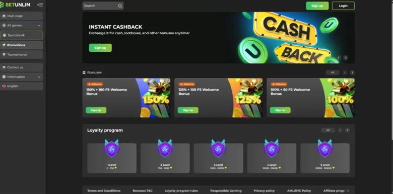 Betunlim Casino promotions