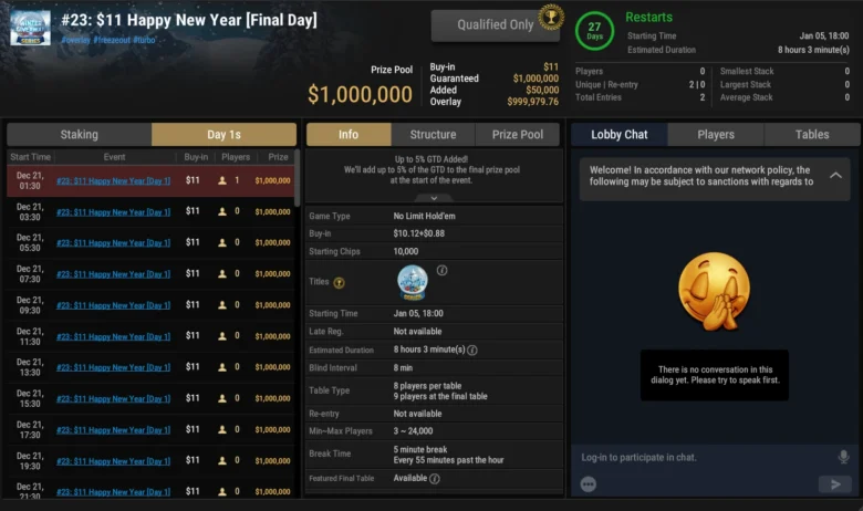 Winter Giveaway Series $11 Happy New Year $1M GTD + Add-On $50K