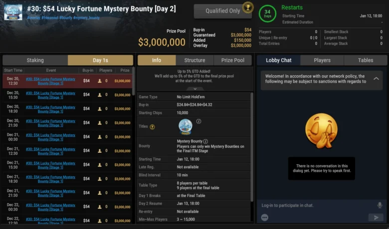 Winter Giveaway Series $54 Lucky Fortune Mystery Bounty $3M GTD + Add-On $150K