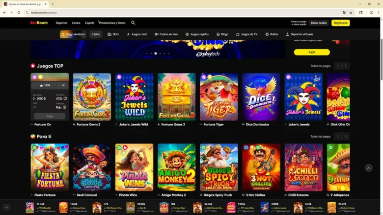 BetBoom Casino Games Page