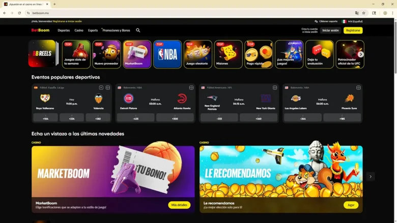 BetBoom Casino Home Page