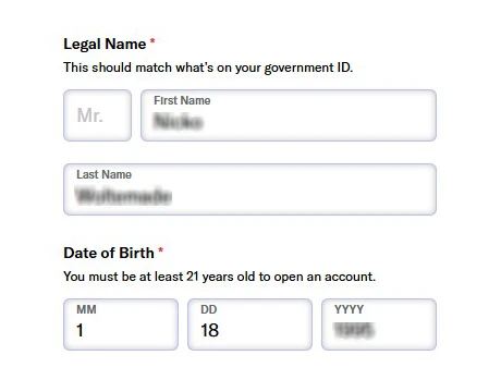 Enter personal details.