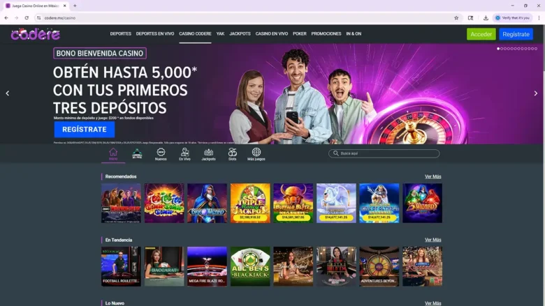 Codere Casino Home Page
