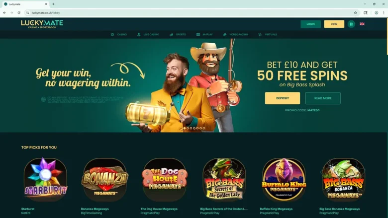 LuckyMate Casino Home Page