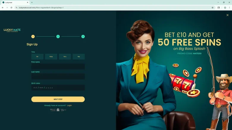 LuckyMate Casino Registration Page