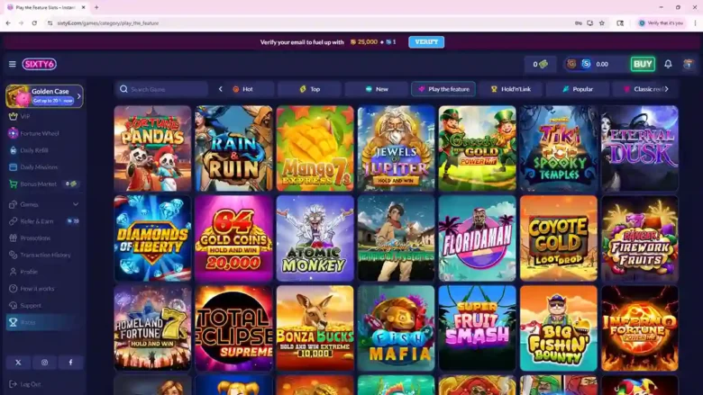 Sixty6 Casino Games Page