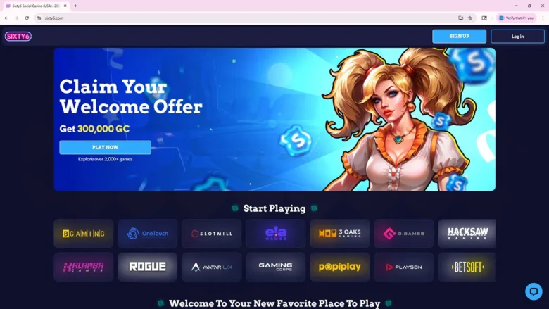 Sixty6 Casino Home Page