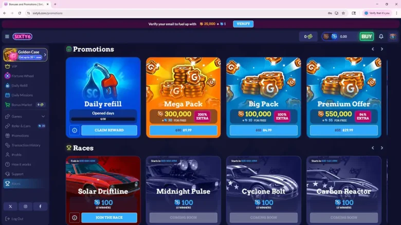 Sixty6 Casino Promotions Page