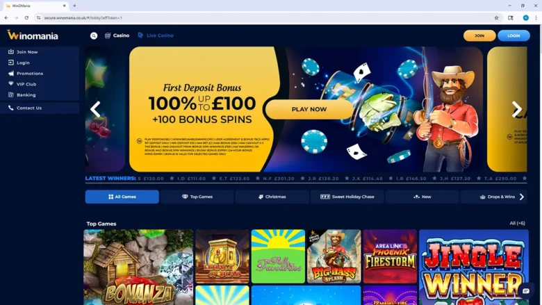 Winomania Casino Home Page