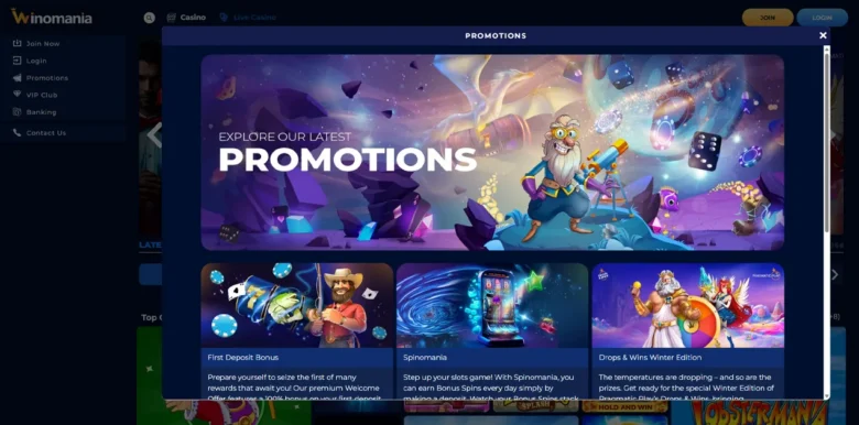 Winomania Casino Promotionse Page