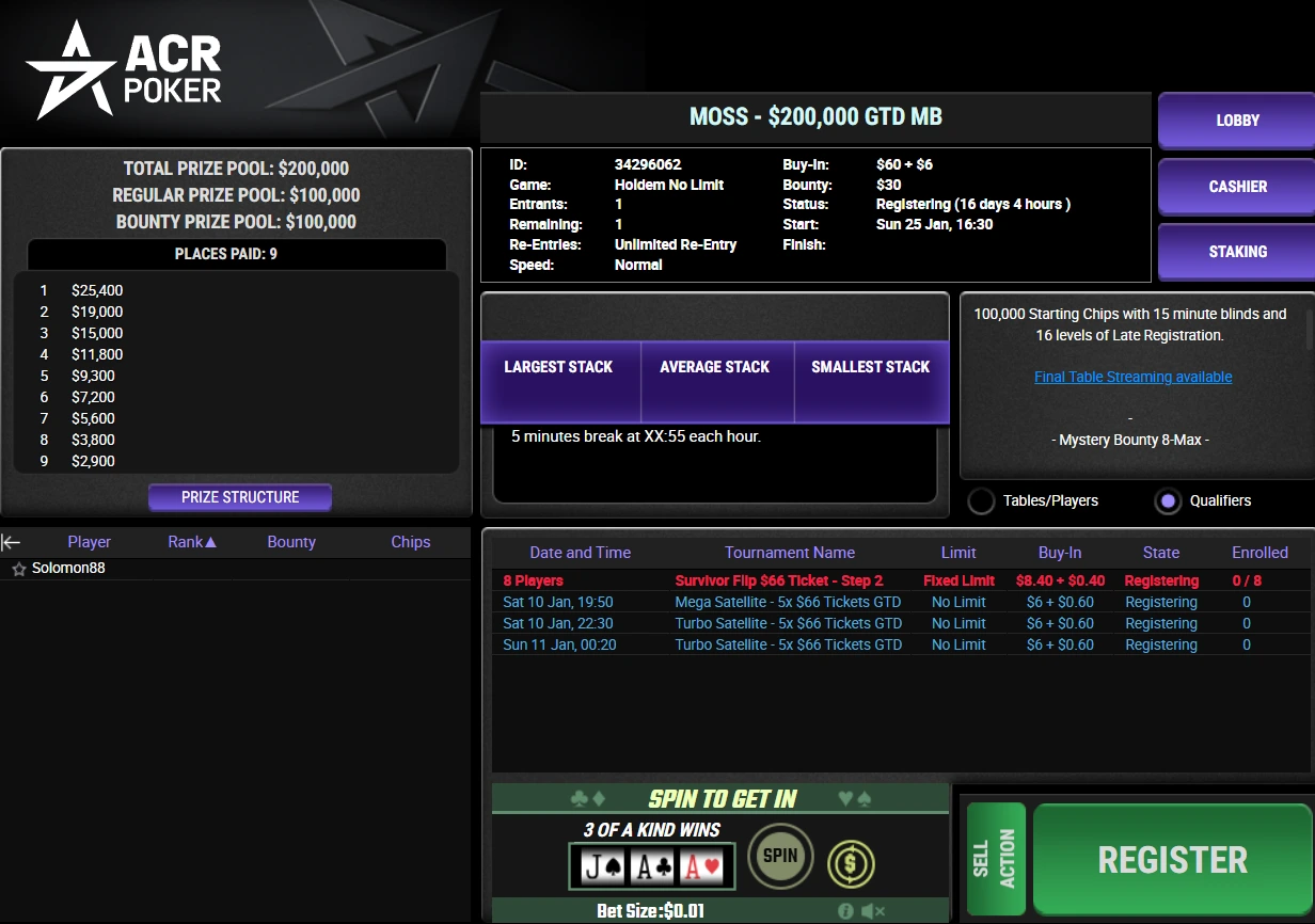 $66 MOSS MB $200,000 GTD