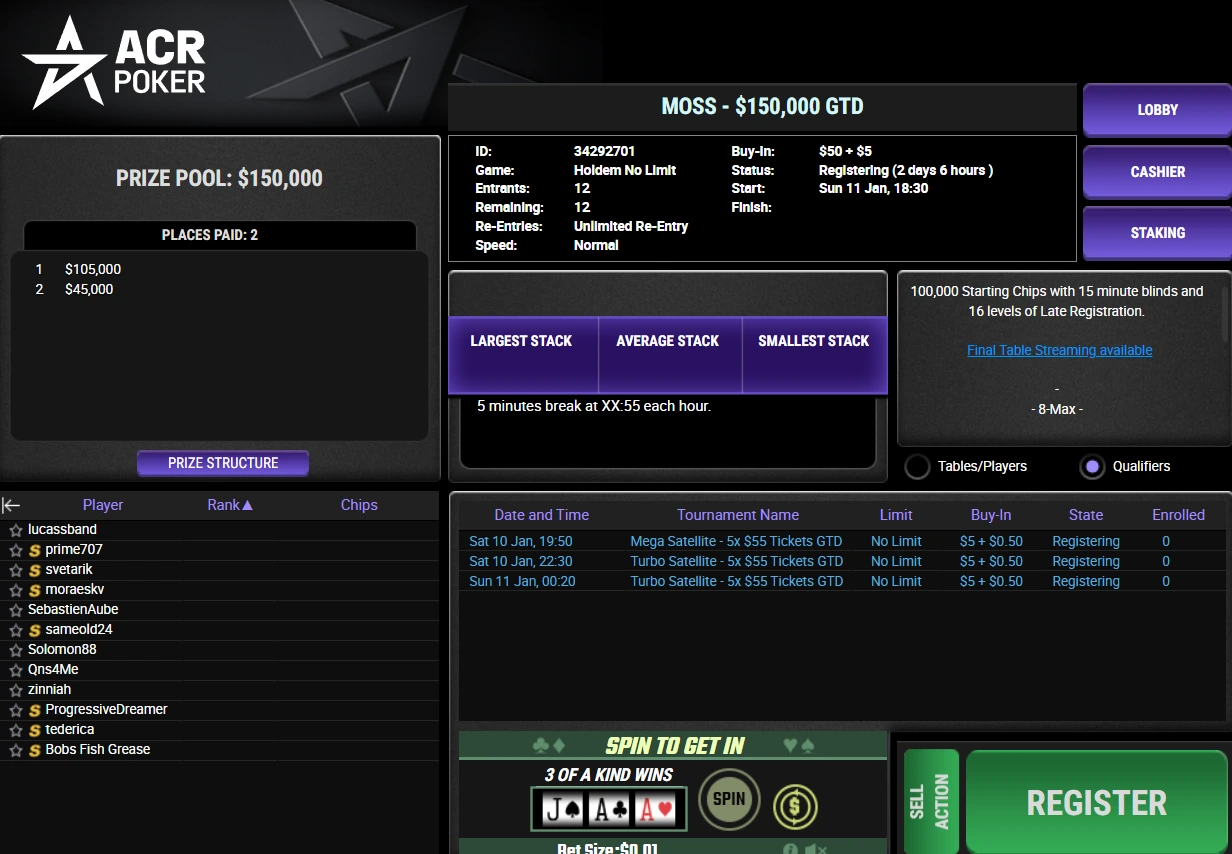 $55 MOSS $150,000 GTD