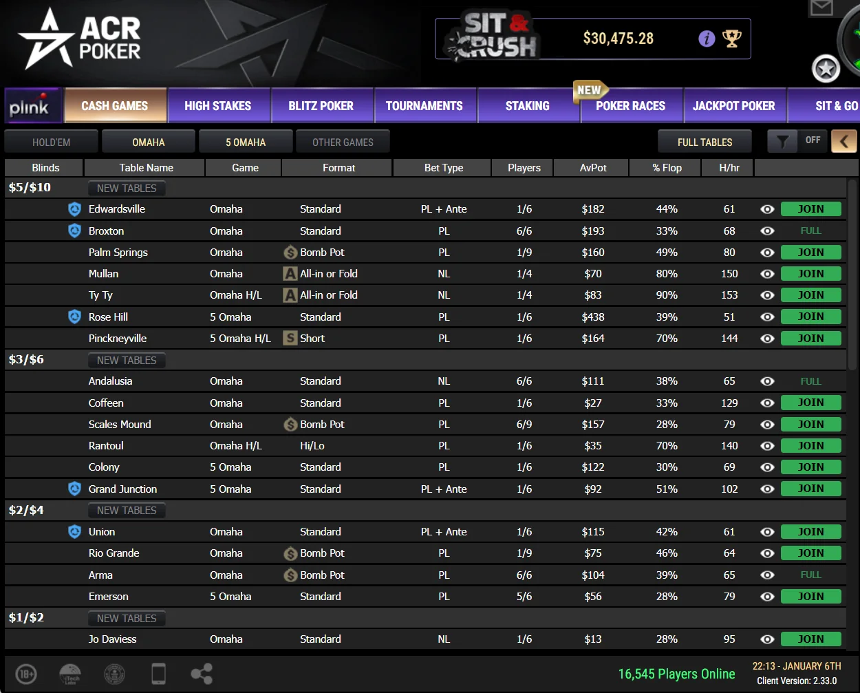 MTT Reshufle ACR Poker