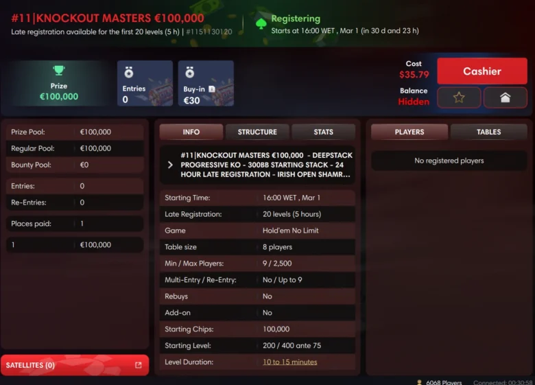 €30 #11 | Knockout Masters €100,000 GTD