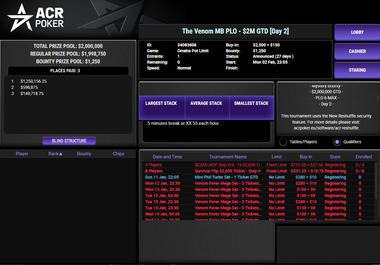 MTT Reshuffle ACR Poker