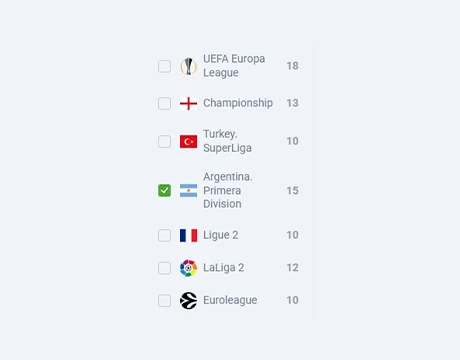 Select a league or event: