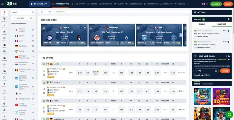 20Bet Betting Page