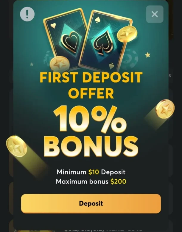 First Deposit 10% bonus bc poker