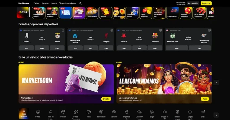 BetBoom Sports Home Page