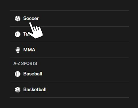 Navigate to soccer markets.