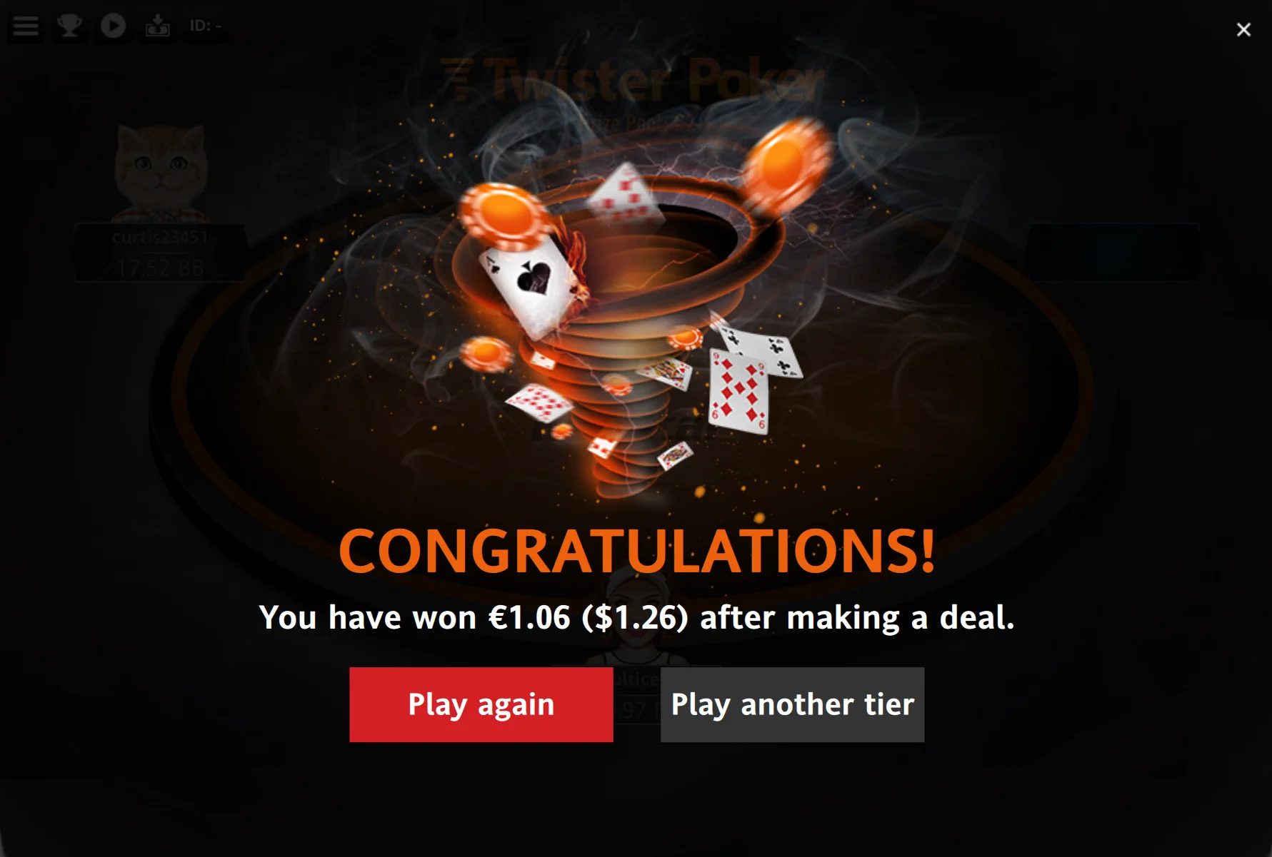 Twister Final Window in RedStar Poker