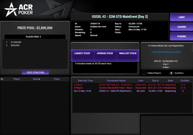 OSSXL #2 - $2M GTD Main Event