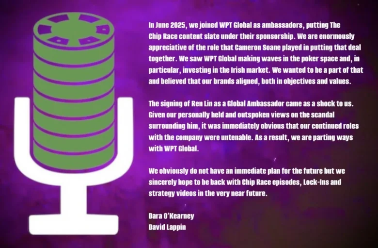 David Lappin and Dara O'Kearney Found a New Home: WPT Global Statement 