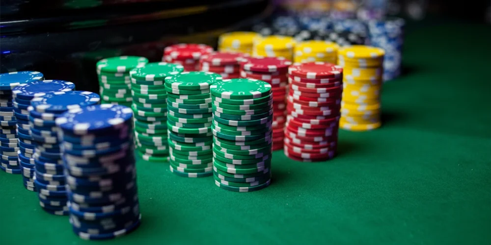 Stacks of Colorful Casino Poker Chips