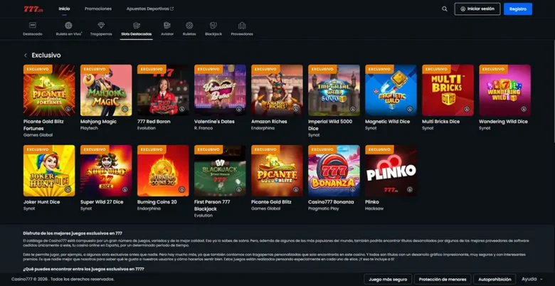 Casino777 Games Page