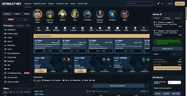EstrelaBet Sportsbook Home Page