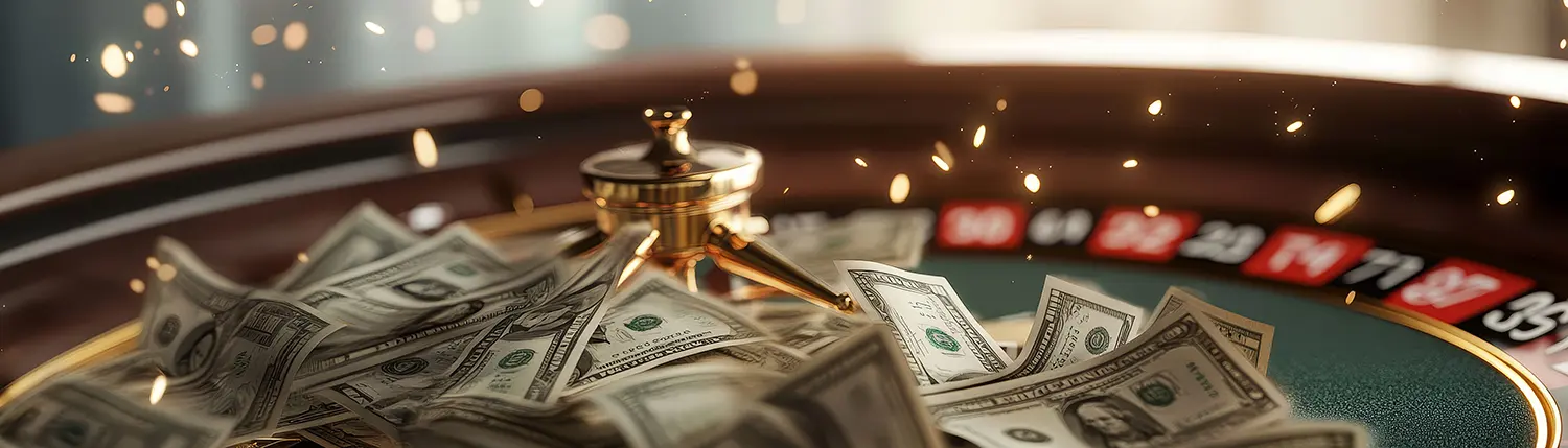 Golden roulette with dollar bills