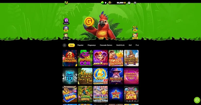 SweepJungle Casino Games Page